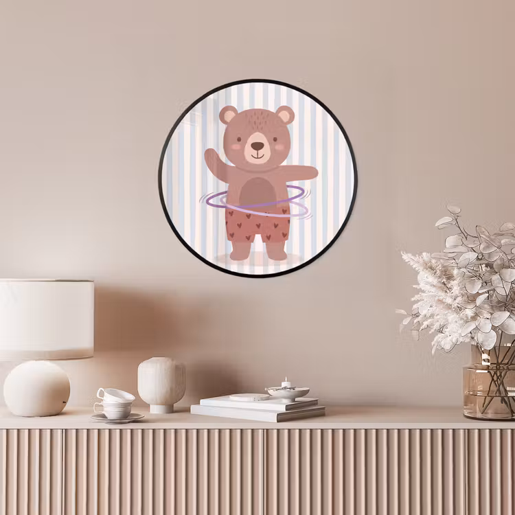 Photo Frame Round - Bear - Hoop - Children's Room - Illustration - Brown — 4