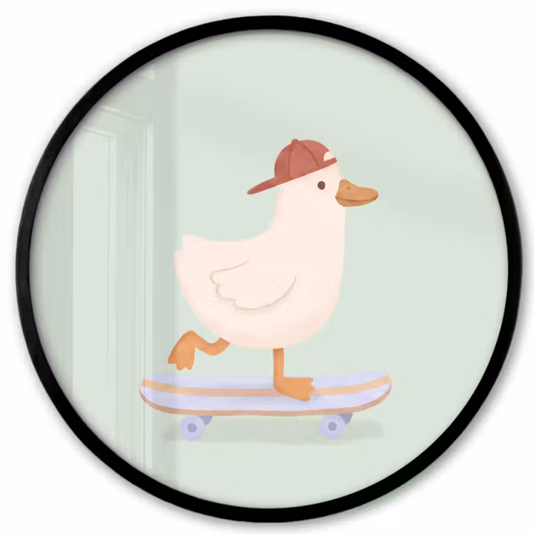 Photo Frame Round - Bird - Skateboard - Animals - Cartoon - Playful — 1