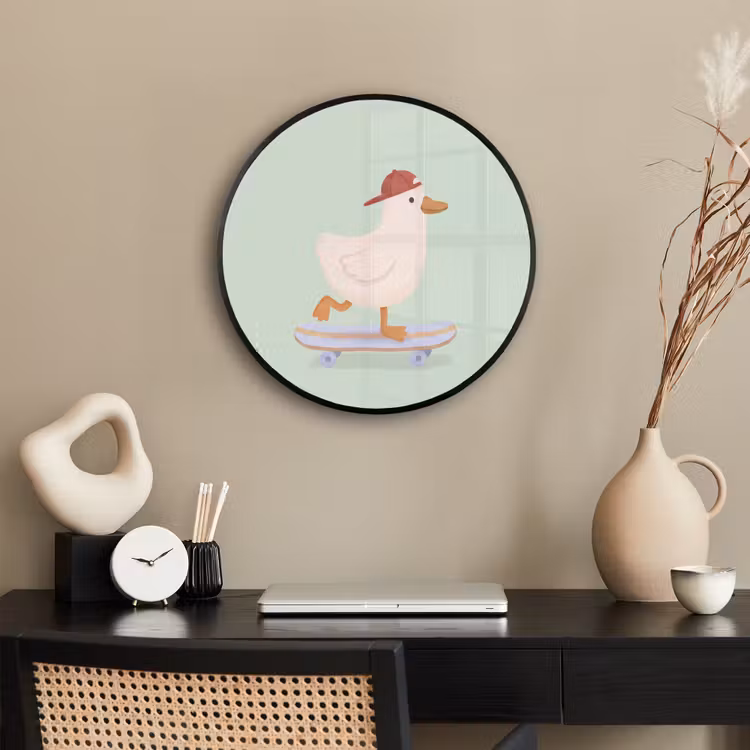 Photo Frame Round - Bird - Skateboard - Animals - Cartoon - Playful — 2