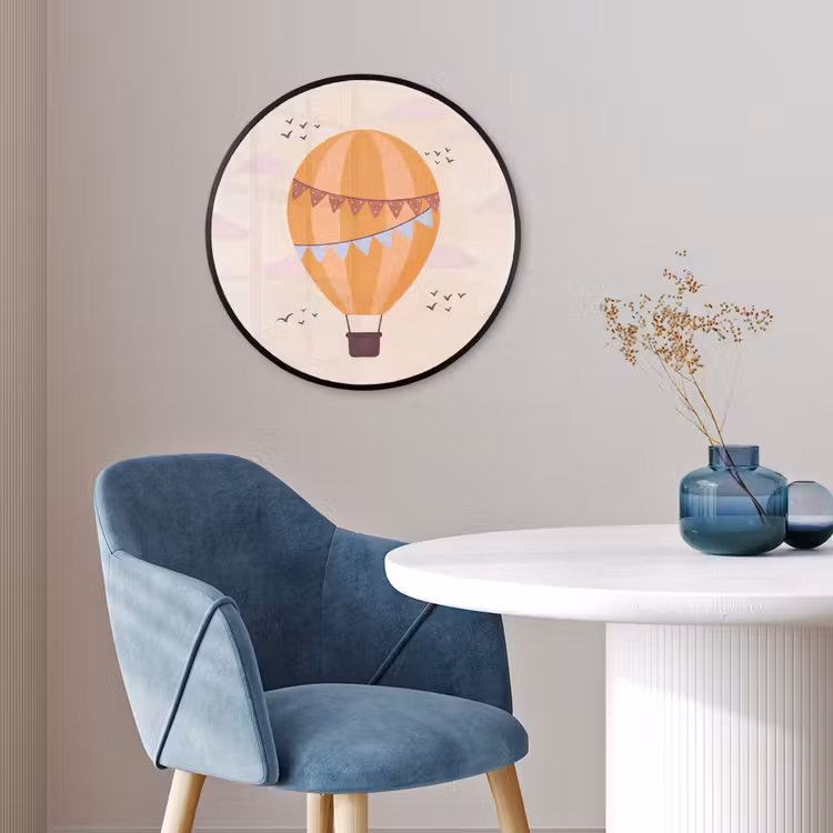 Photo Frame Round - Hot Air Balloon - Garlands - Adventure - Illustration - Orange — 3