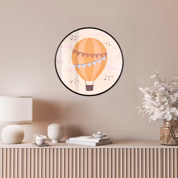 Photo Frame Round - Hot Air Balloon - Garlands - Adventure - Illustration - Orange — 4