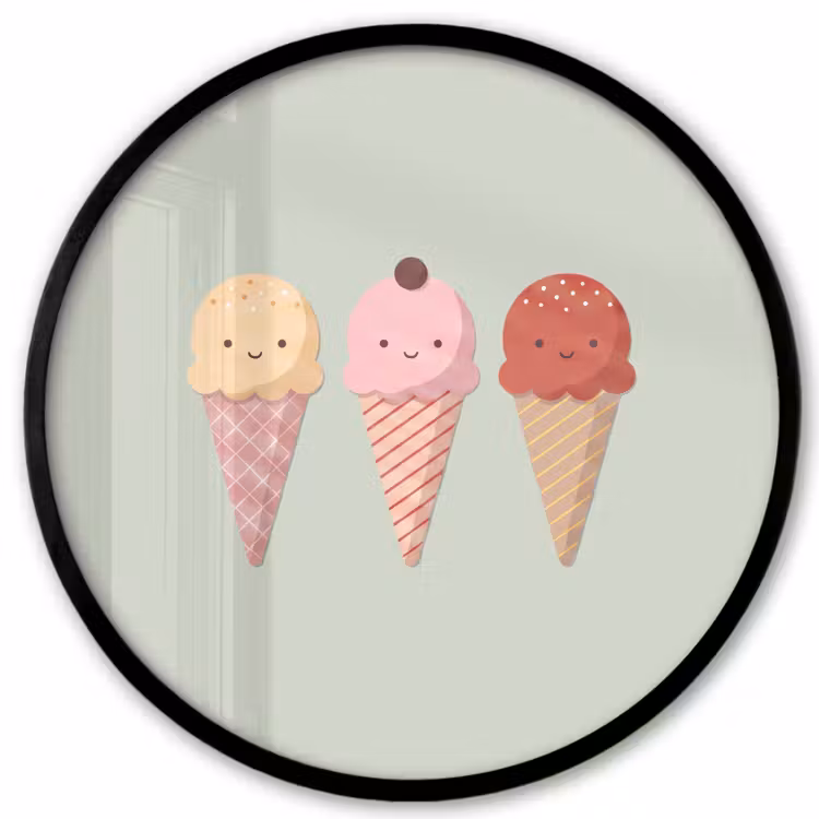 Photo Frame Round - Ice Cream - Cones - Food - Illustration - Cheerful — 1
