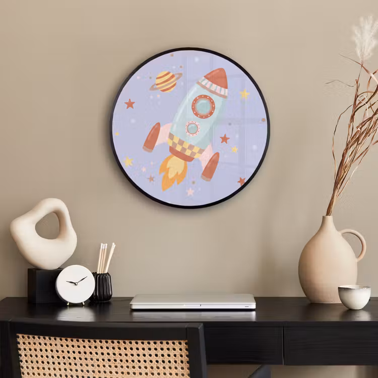 Photo Frame Round - Rocket - Space - Planet - Illustration — 2