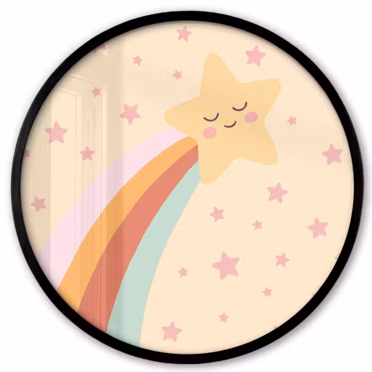 Photo Frame Round - Star - Rainbow - Night - Illustration - Pastel — 1