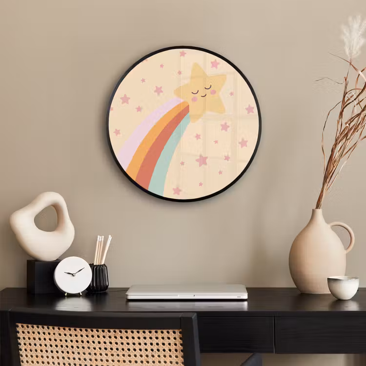 Photo Frame Round - Star - Rainbow - Night - Illustration - Pastel — 2