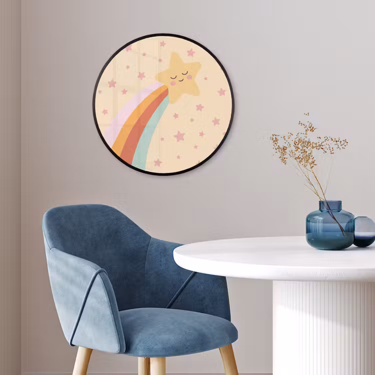 Photo Frame Round - Star - Rainbow - Night - Illustration - Pastel — 3