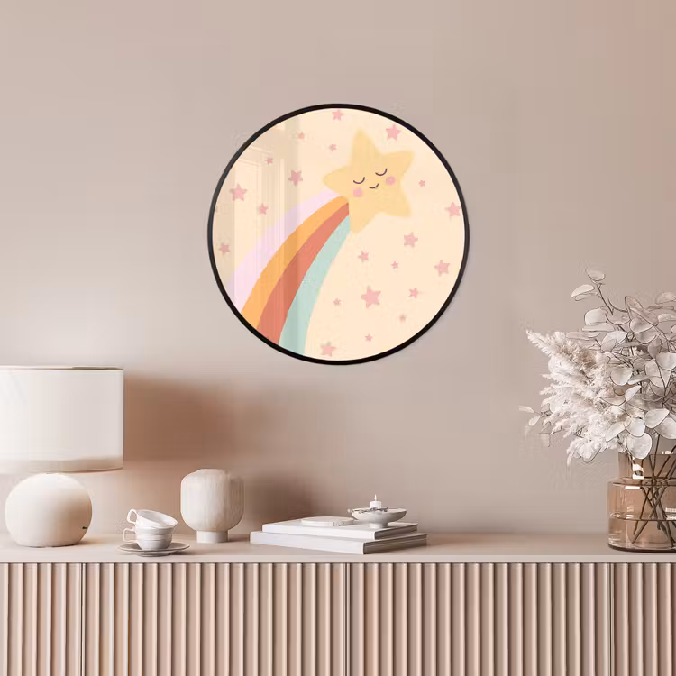 Photo Frame Round - Star - Rainbow - Night - Illustration - Pastel — 4