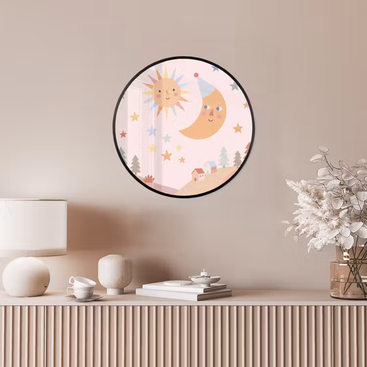Photo Frame Round - Sun - Moon - Stars - Children's Room - Pastel — 4