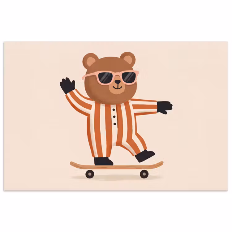 Poster - Animals - Skateboard - Game - Cartoon - Pink — 1