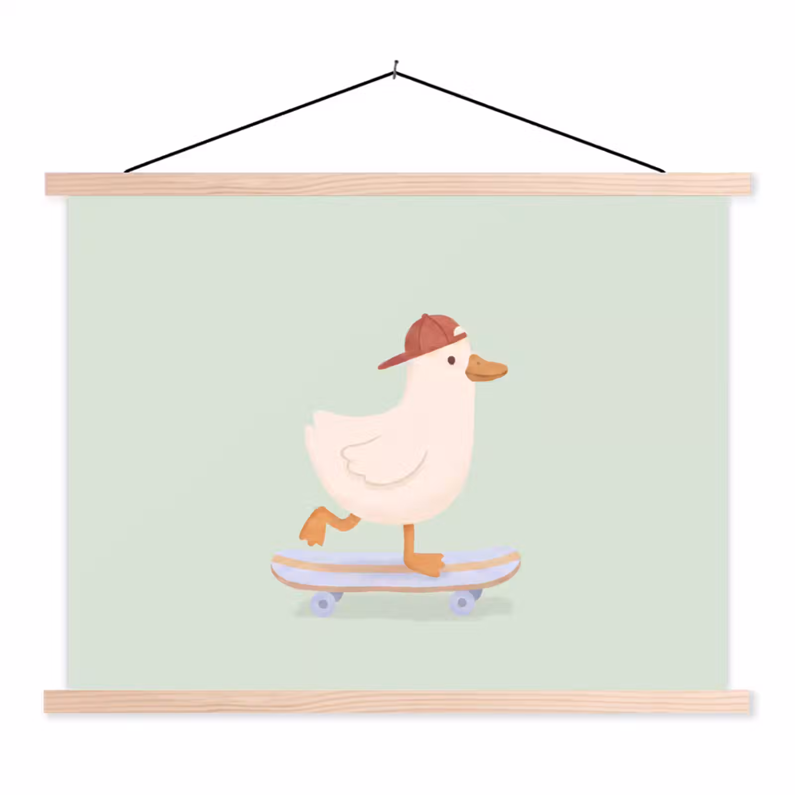 Hanging Poster - Bird - Skateboard - Animals - Cartoon - Playful — 1