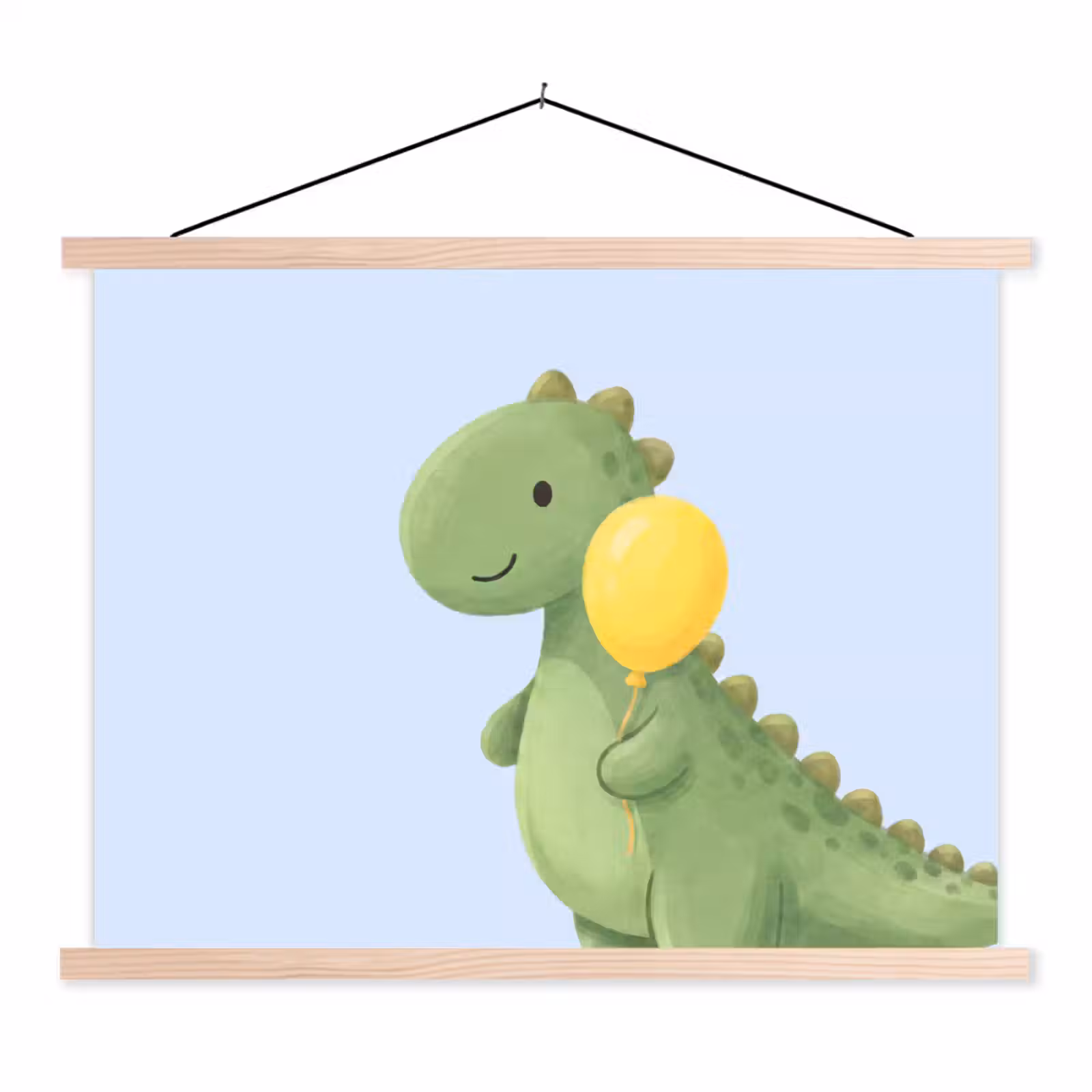 Hanging Poster - Dinosaur - Balloon - Children's Room - Illustration - Green — 1
