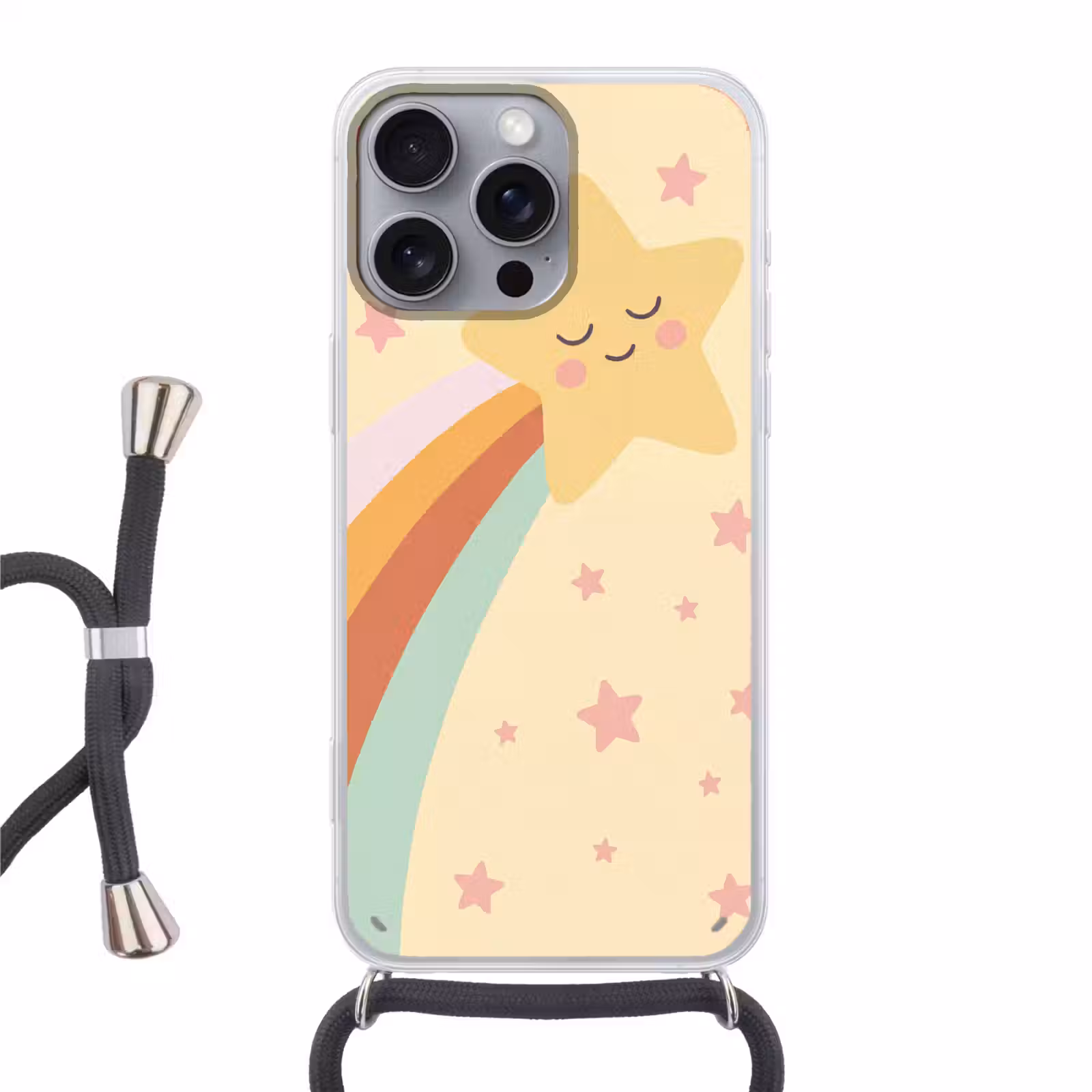 Phone case crossbody - Star - Rainbow - Night - Illustration - Pastel — 1