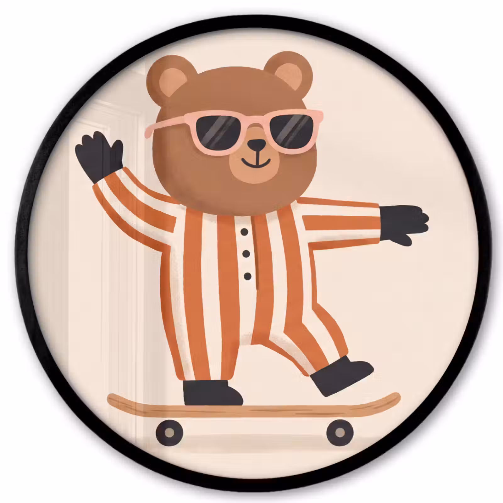 Photo Frame Round - Animals - Skateboard - Game - Cartoon - Pink — 1
