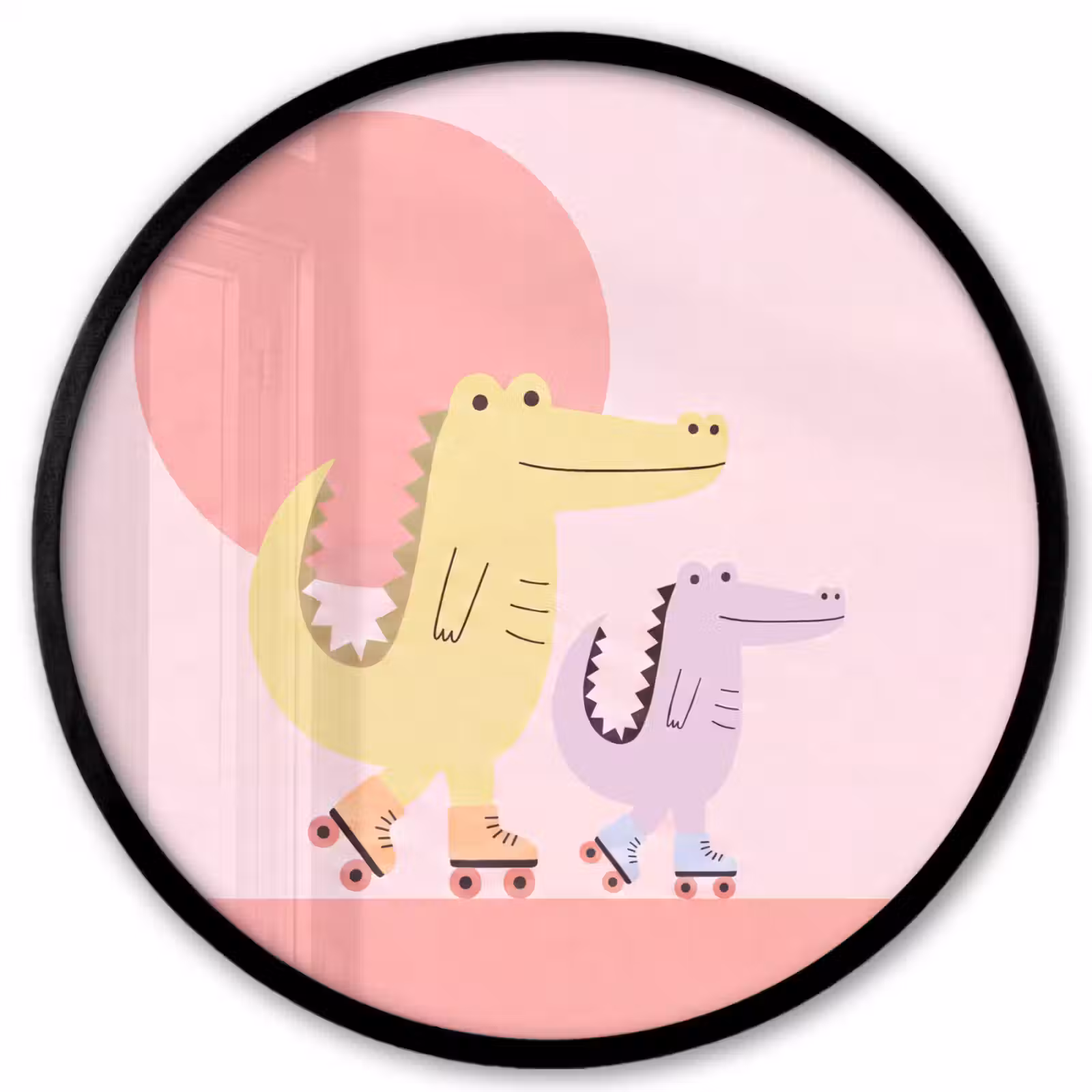 Photo Frame Round - Animals - Skating - Illustration - Playful - Pink — 1