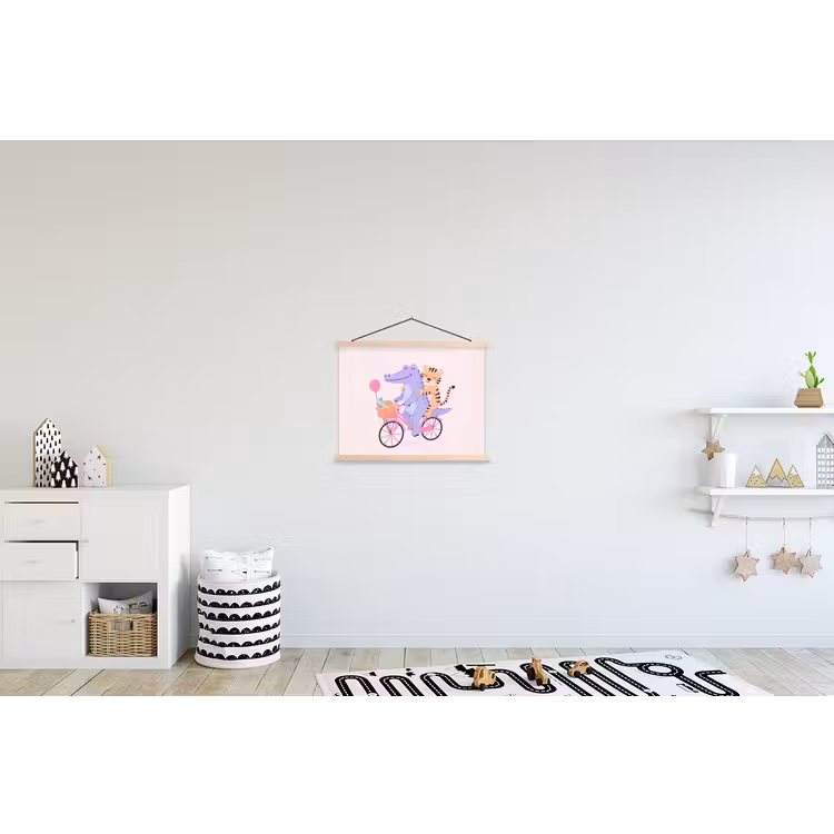 Hanging Poster - Animals - Bicycle - Friendship - Illustration - Pink — 3