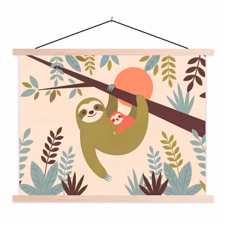 Hanging Poster - Animals - Mother - Baby - Nature - Green — 1