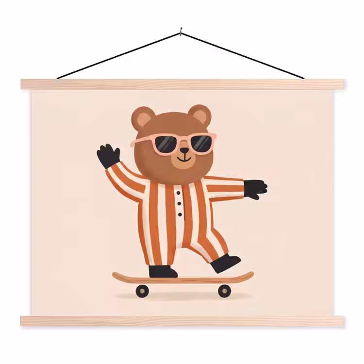 Hanging Poster - Animals - Skateboard - Game - Cartoon - Pink — 1