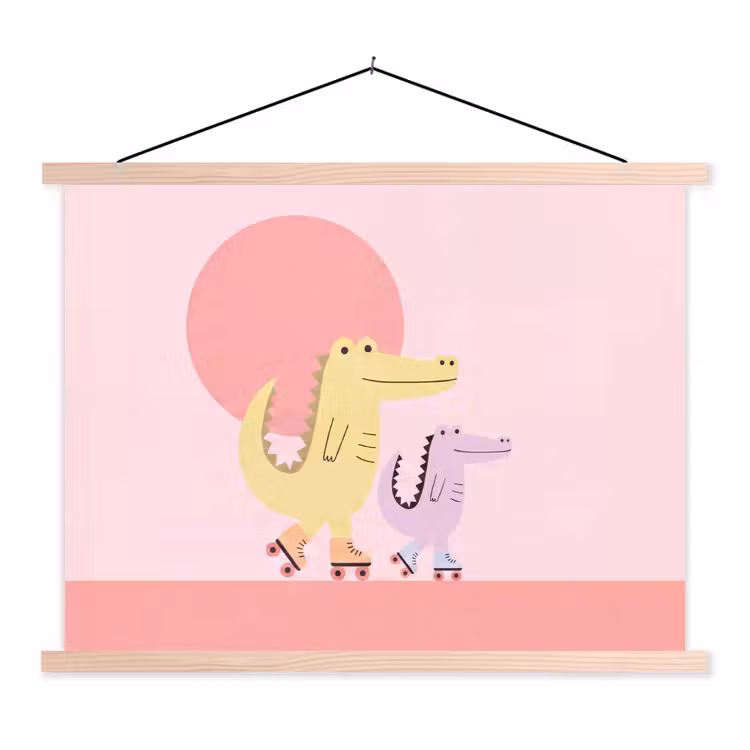 Hanging Poster - Animals - Skating - Illustration - Playful - Pink — 1