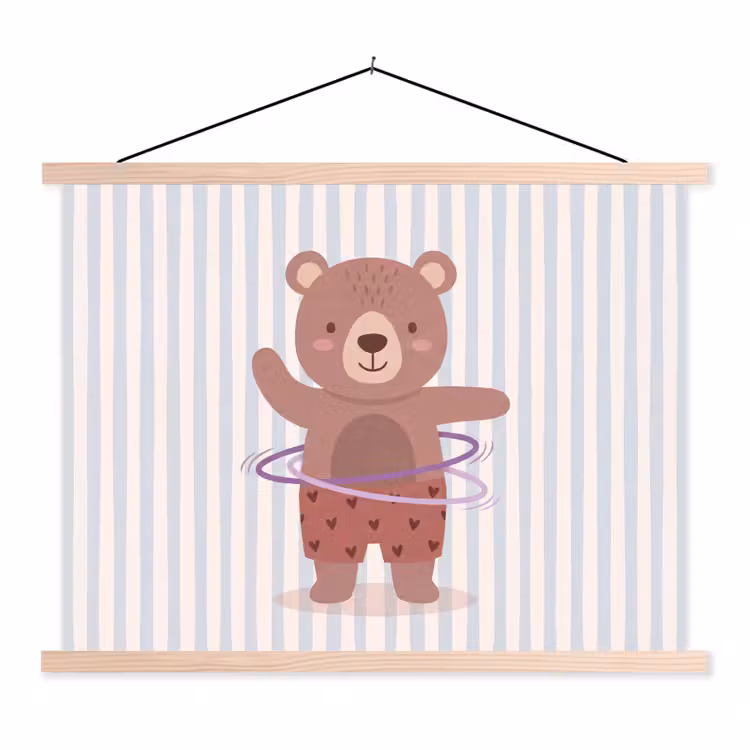 Hanging Poster - Bear - Hoop - Children's Room - Illustration - Brown — 1
