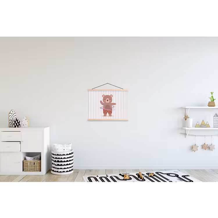 Hanging Poster - Bear - Hoop - Children's Room - Illustration - Brown — 3