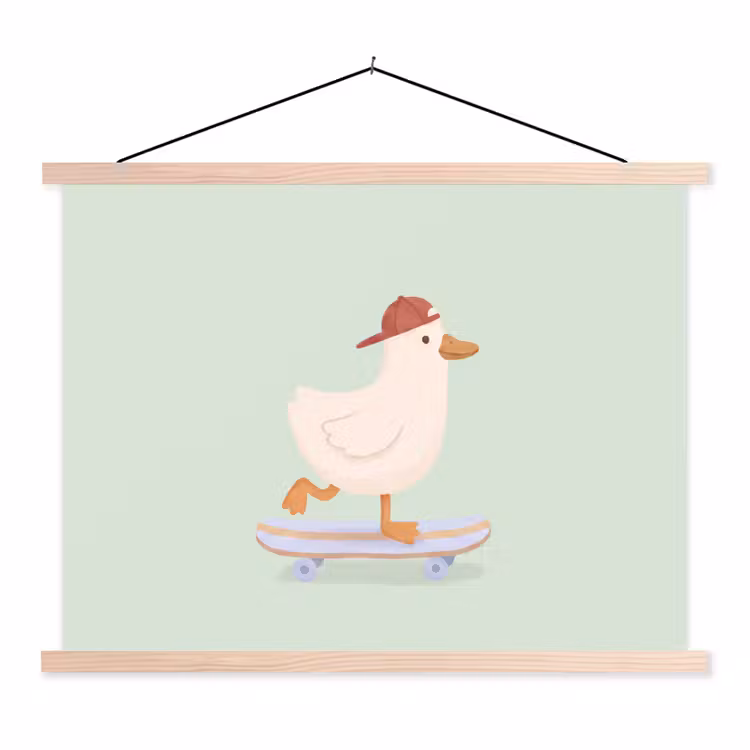 Hanging Poster - Bird - Skateboard - Animals - Cartoon - Playful — 1