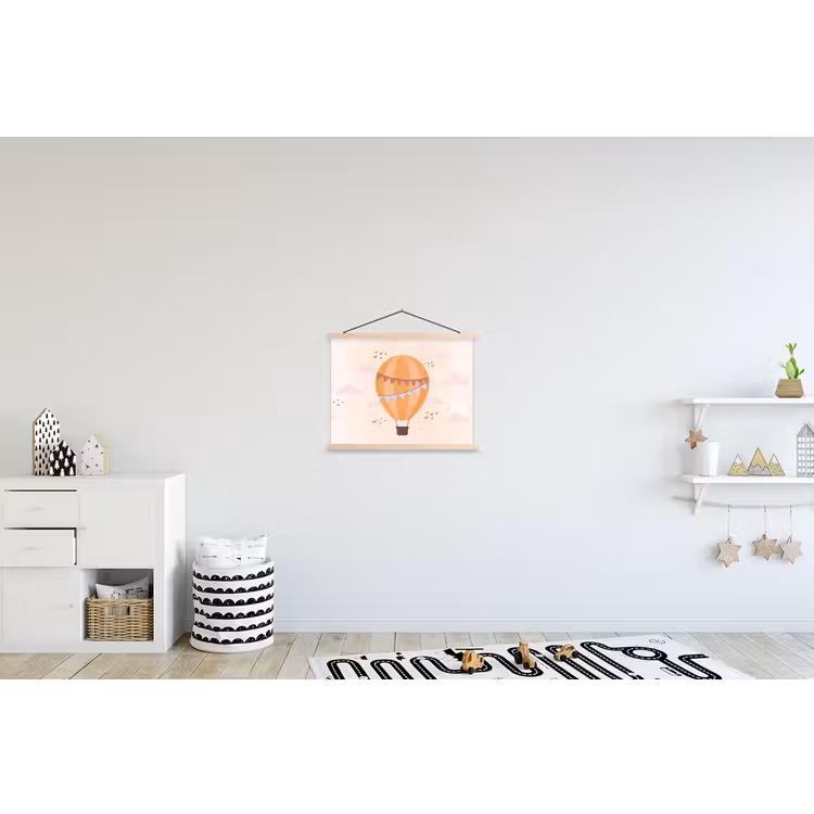 Hanging Poster - Hot Air Balloon - Garlands - Adventure - Illustration - Orange — 3