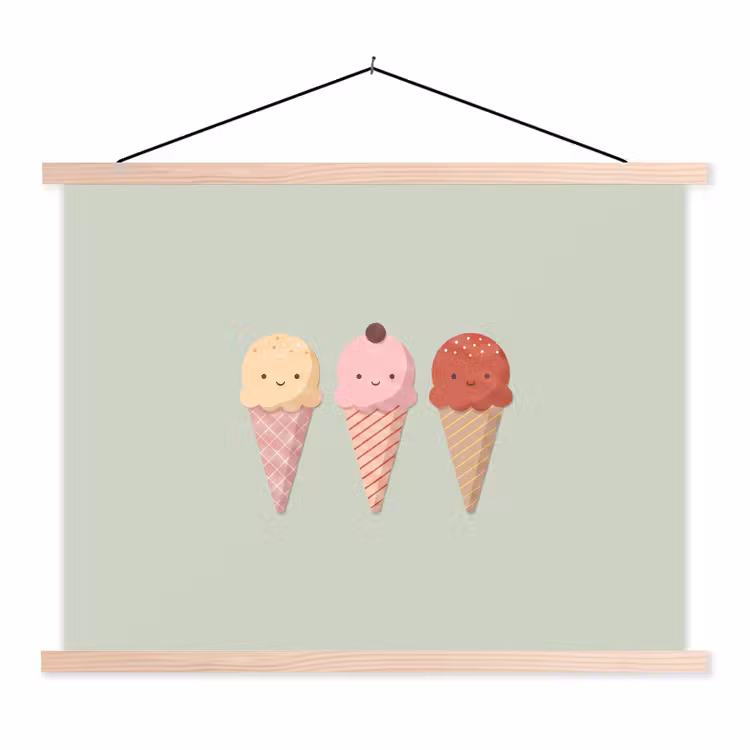 Hanging Poster - Ice Cream - Cones - Food - Illustration - Cheerful — 1