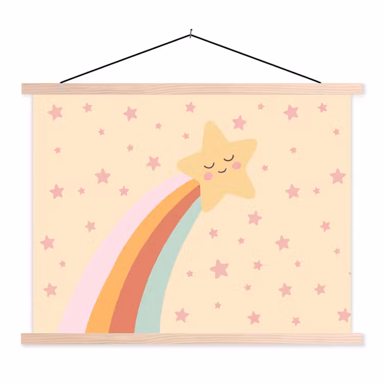 Hanging Poster - Star - Rainbow - Night - Illustration - Pastel — 1