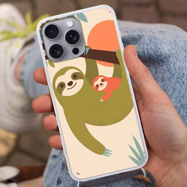 Phone case crossbody - Animals - Mother - Baby - Nature - Green — 2