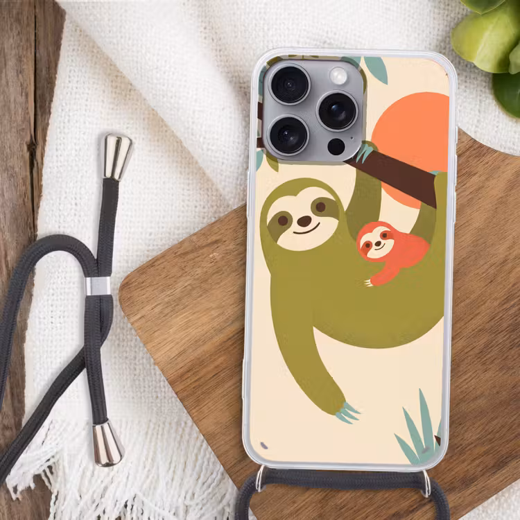 Phone case crossbody - Animals - Mother - Baby - Nature - Green — 3