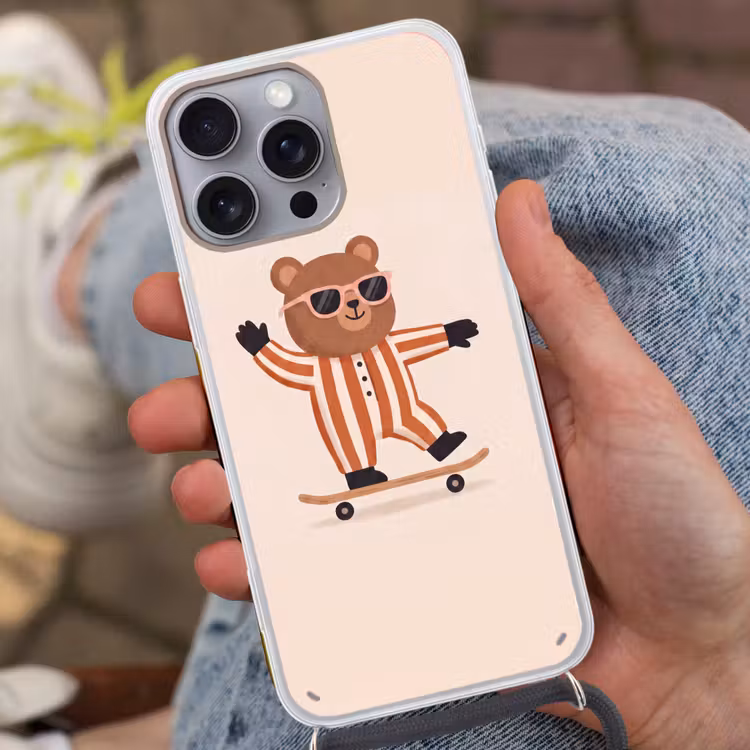 Phone case crossbody - Animals - Skateboard - Game - Cartoon - Pink — 2