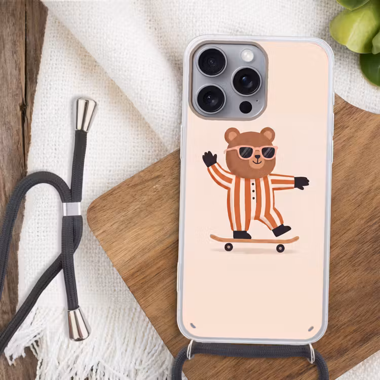 Phone case crossbody - Animals - Skateboard - Game - Cartoon - Pink — 3