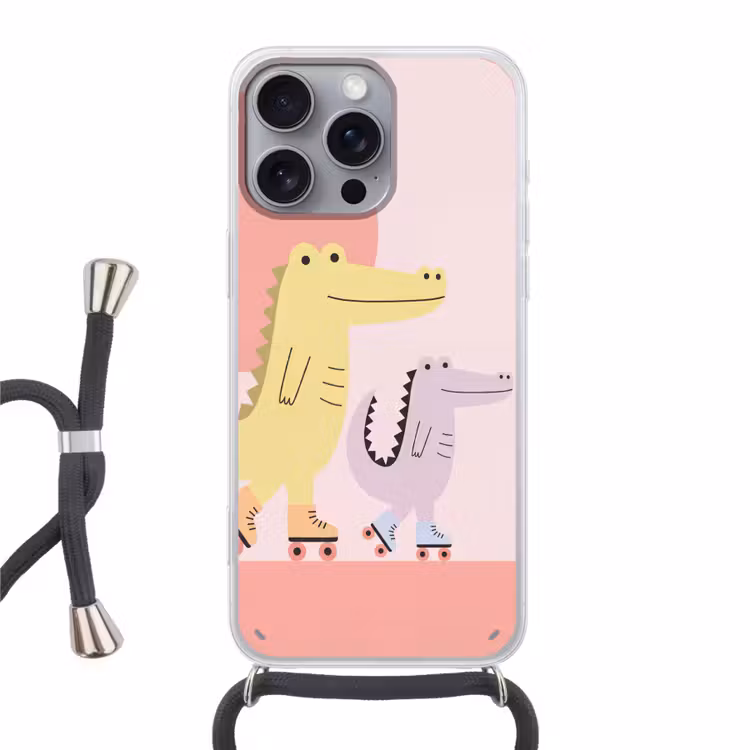Phone case crossbody - Animals - Skating - Illustration - Playful - Pink — 1