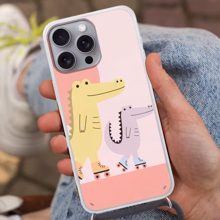 Phone case crossbody - Animals - Skating - Illustration - Playful - Pink — 2