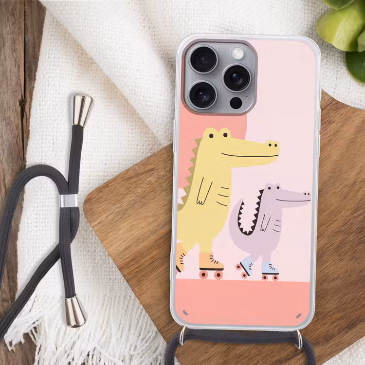 Phone case crossbody - Animals - Skating - Illustration - Playful - Pink — 3