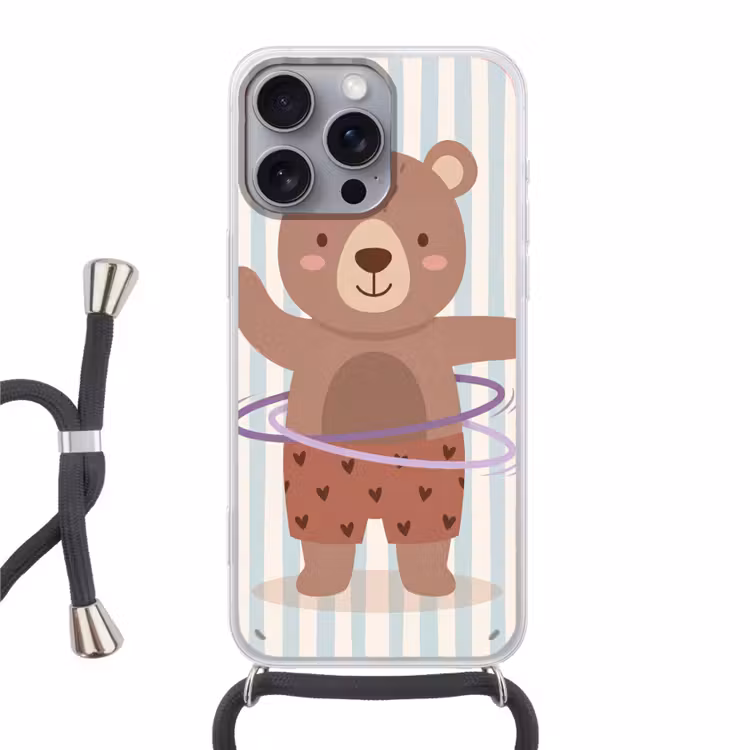 Phone case crossbody - Bear - Hoop - Children's Room - Illustration - Brown — 1
