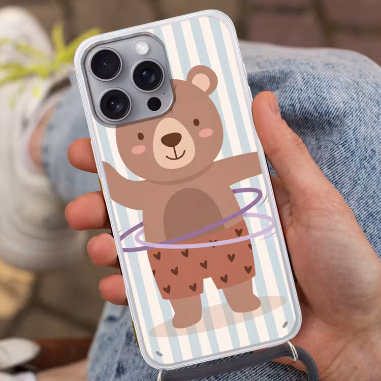 Phone case crossbody - Bear - Hoop - Children's Room - Illustration - Brown — 2