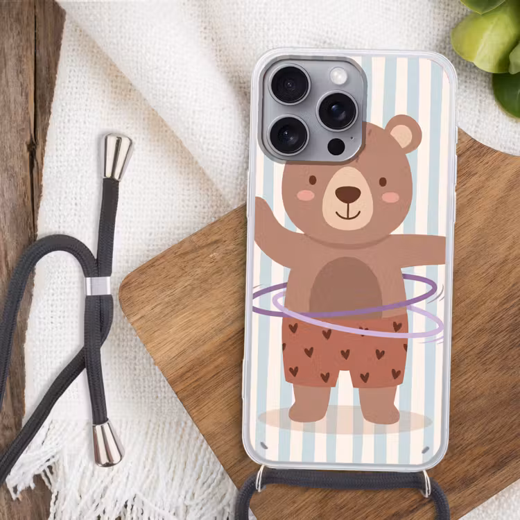 Phone case crossbody - Bear - Hoop - Children's Room - Illustration - Brown — 3