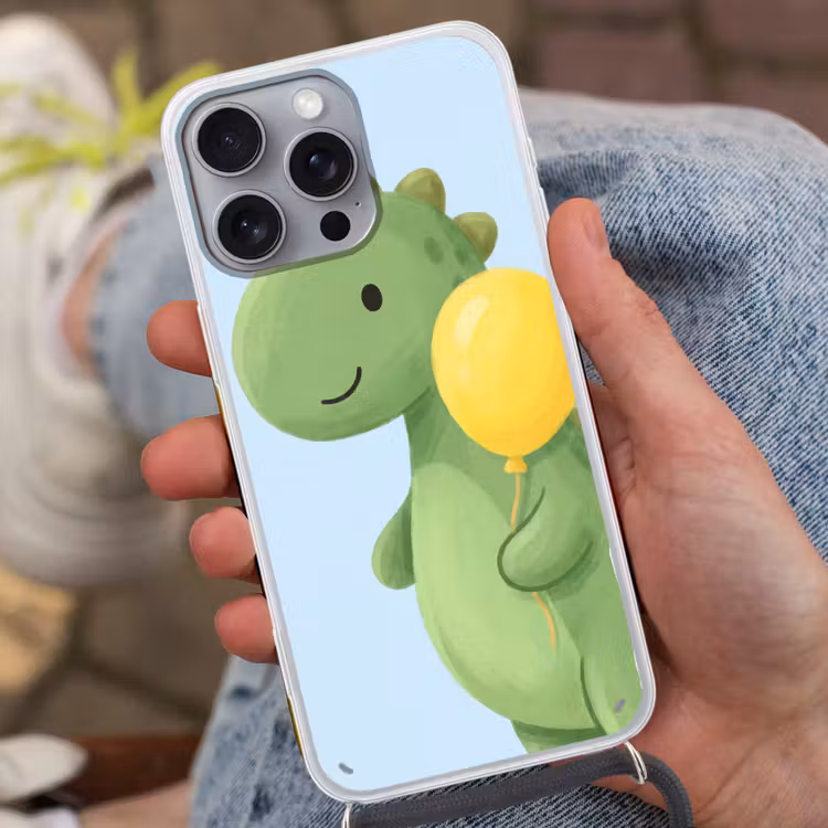 Phone case crossbody - Dinosaur - Balloon - Children's Room - Illustration - Green — 2