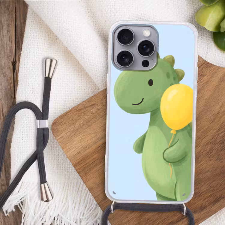 Phone case crossbody - Dinosaur - Balloon - Children's Room - Illustration - Green — 3