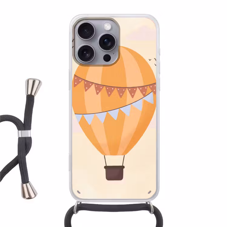Phone case crossbody - Hot Air Balloon - Garlands - Adventure - Illustration - Orange — 1