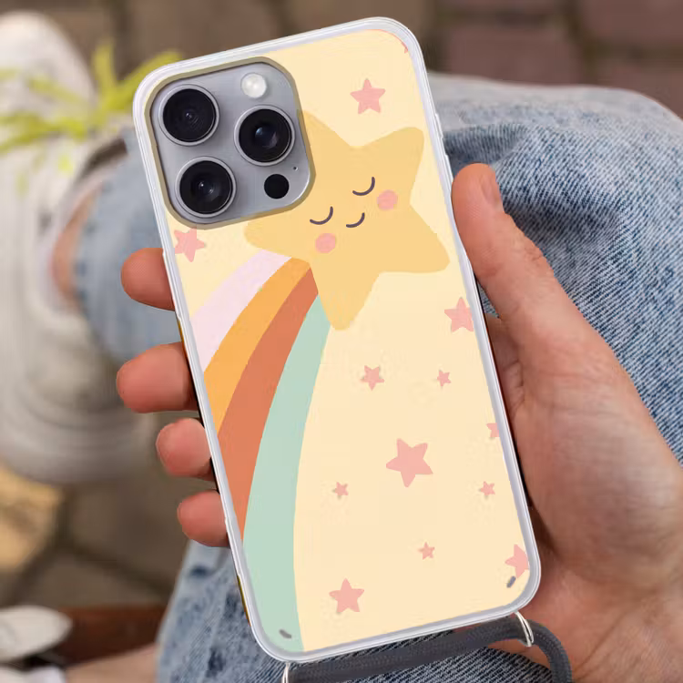 Phone case crossbody - Star - Rainbow - Night - Illustration - Pastel — 2