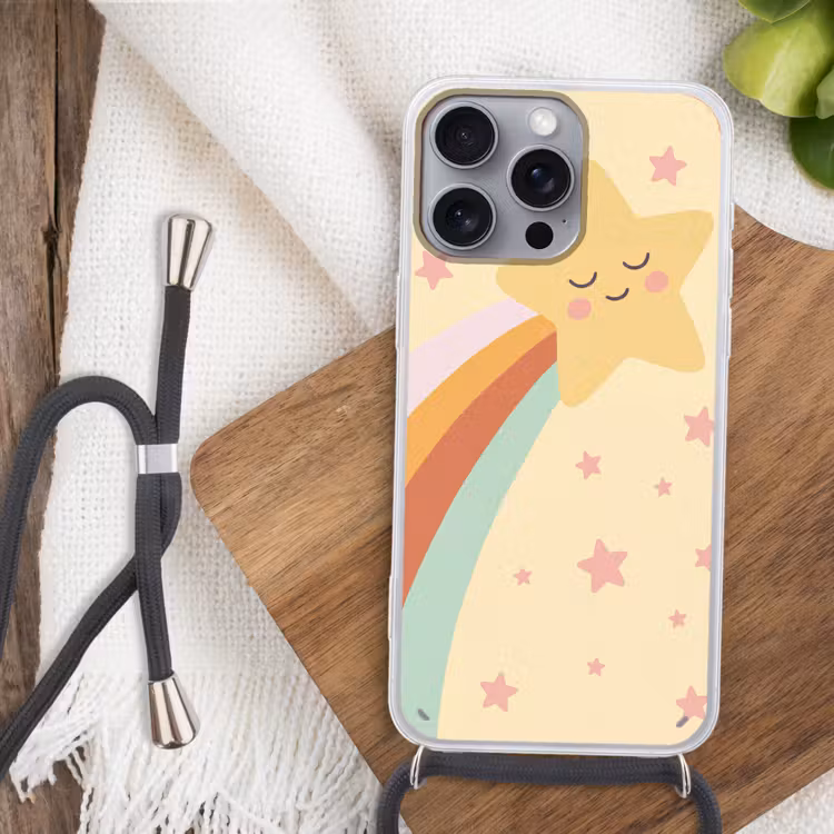 Phone case crossbody - Star - Rainbow - Night - Illustration - Pastel — 3