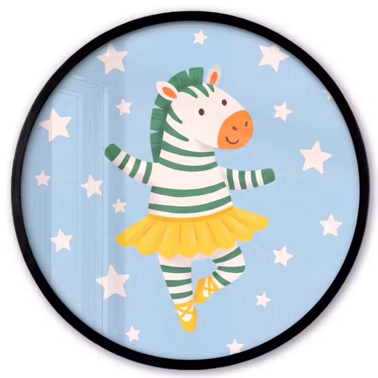 Photo Frame Round - Animals - Dance - Illustration - Children's Room - Stars — 1