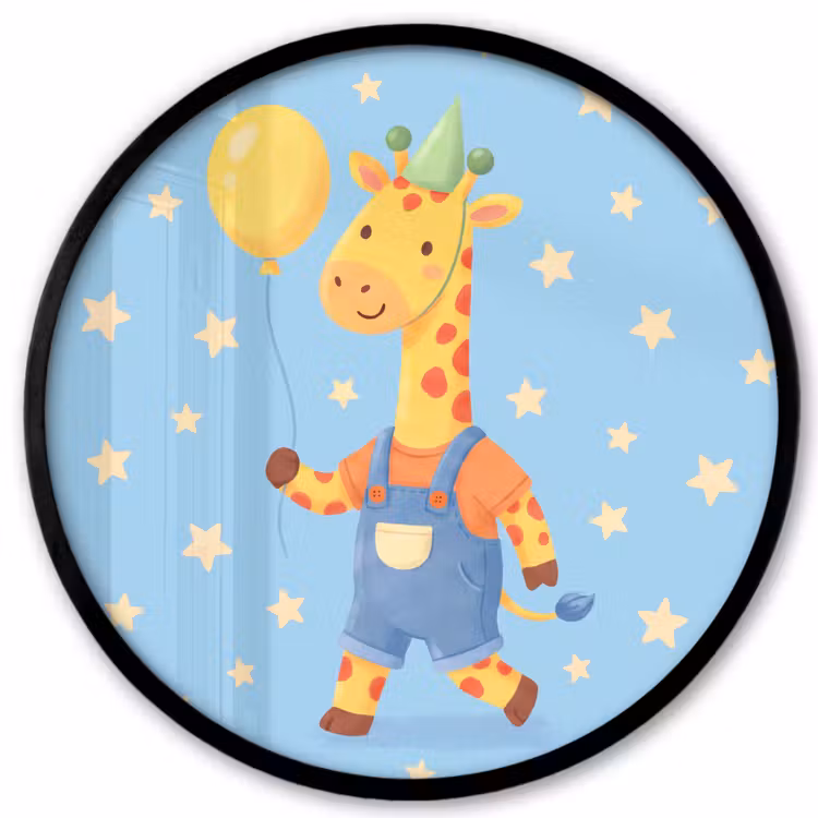 Photo Frame Round - Animals - Giraffe - Balloon - Party - Children's Room — 1