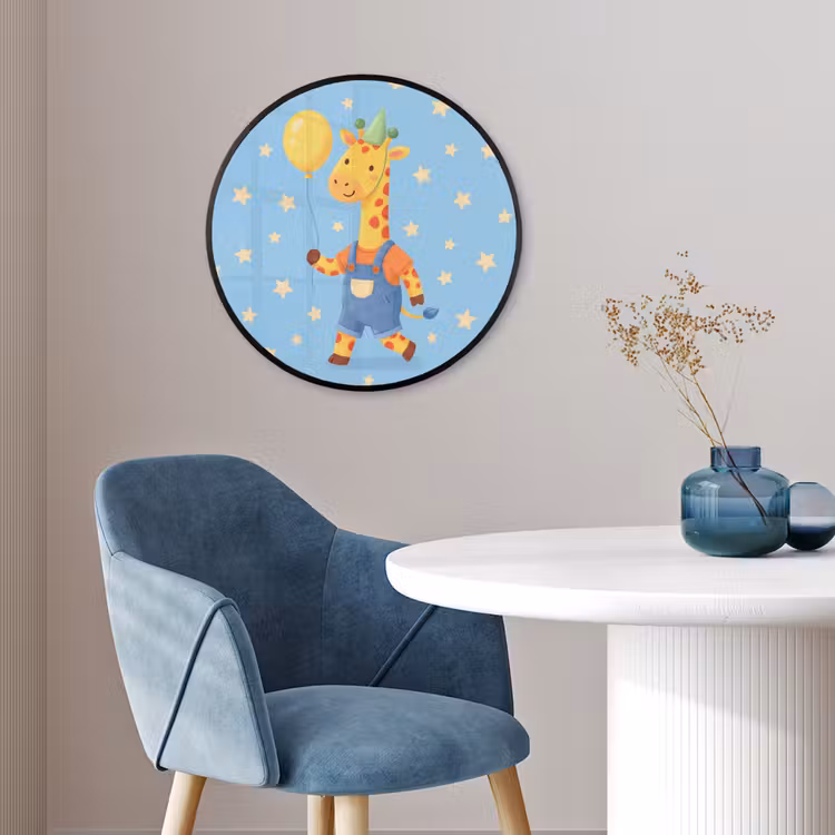 Photo Frame Round - Animals - Giraffe - Balloon - Party - Children's Room — 3