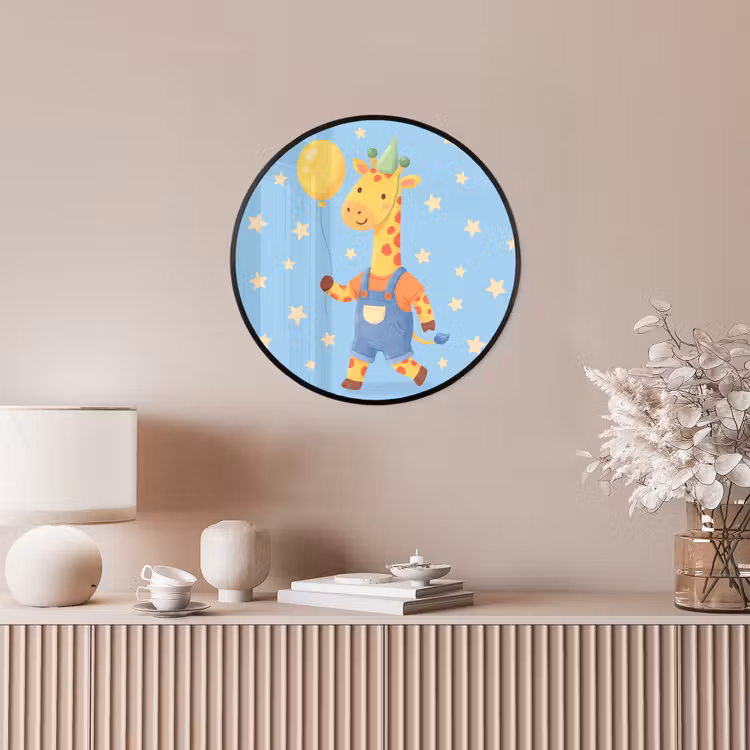 Photo Frame Round - Animals - Giraffe - Balloon - Party - Children's Room — 4