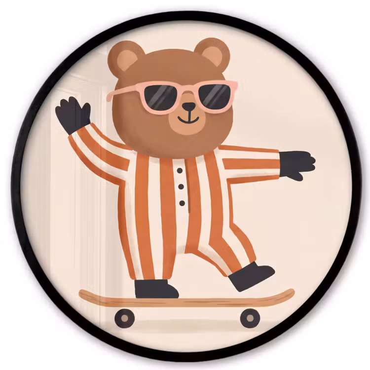 Photo Frame Round - Animals - Skateboard - Game - Cartoon - Pink — 1
