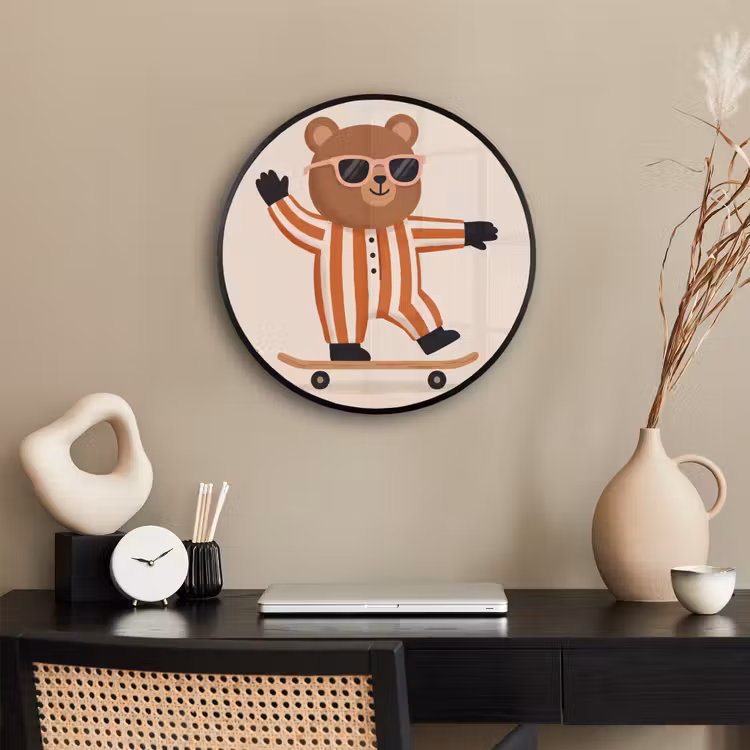 Photo Frame Round - Animals - Skateboard - Game - Cartoon - Pink — 2