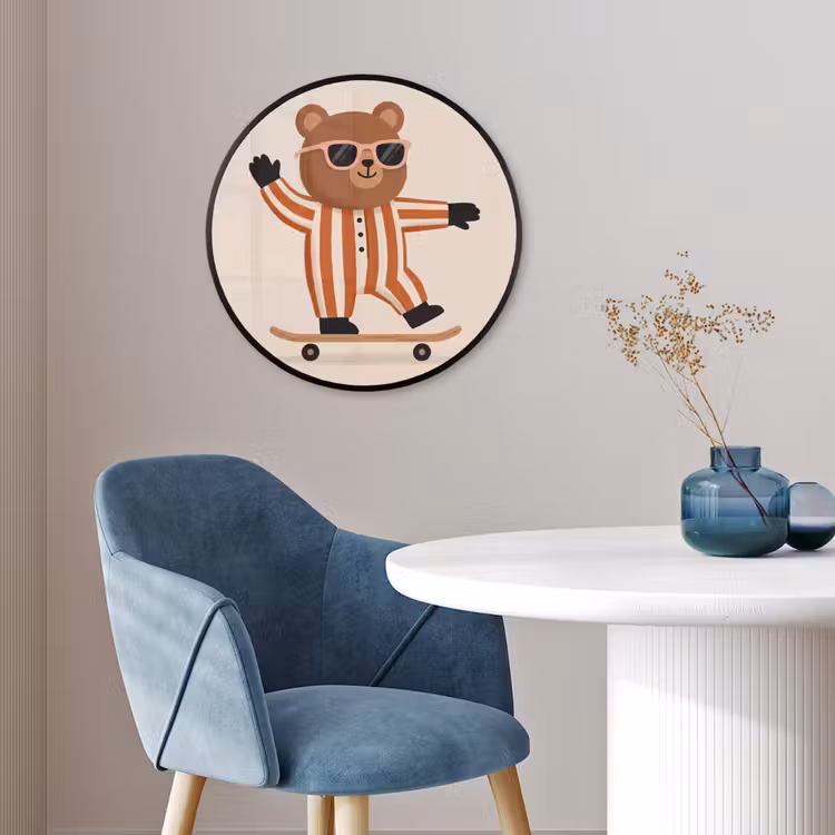 Photo Frame Round - Animals - Skateboard - Game - Cartoon - Pink — 3